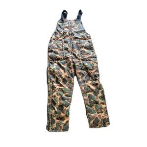 Vintage Camo Game Hunting Overalls Pants Coveralls Unisex Adults Large
